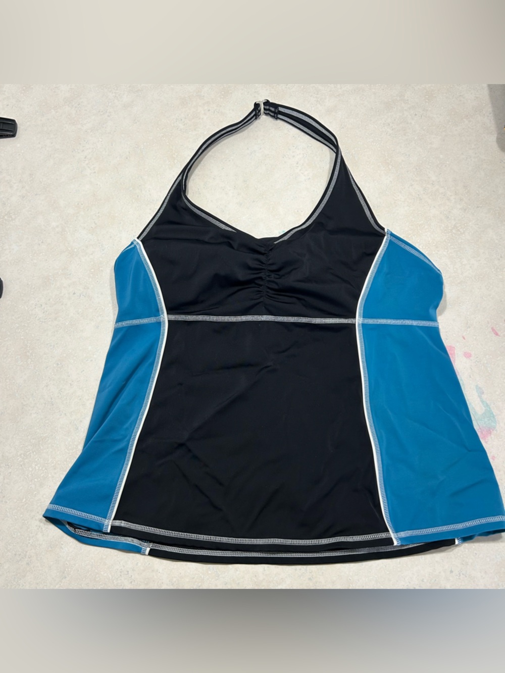Lands' End Blue and Black Performance Tank/swim